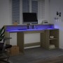 Escritorio con LED madera ingeniería roble Sonoma 200x55x91 cm en Oficina | Comprar online en Foru.es