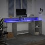 Escritorio con LED madera ingeniería gris hormigón 200x55x91 cm en Oficina | Comprar online en Foru.es