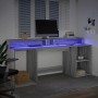 Escritorio con LED madera ingeniería gris sonoma 200x55x91 cm en Oficina | Comprar online en Foru.es