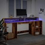 Escritorio con LED madera ingeniería envejecida 200x55x91 cm en Oficina | Comprar online en Foru.es