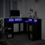 Escritorio con luz LED madera ingeniería negro 130x130x91 cm en Oficina | Comprar online en Foru.es