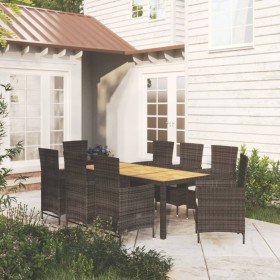 Set comedor de jardín 9 piezas y cojines ratán sintético negro en Conjuntos de jardín | Comprar online en Foru.es