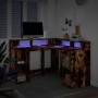 Escritorio con LED madera ingeniería roble ahumado 130x130x91cm en Oficina | Comprar online en Foru.es