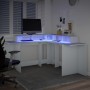 Escritorio con luz LED madera ingeniería blanco 152x152x91 cm en Oficina | Comprar online en Foru.es