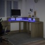 Escritorio con LED madera ingeniería roble Sonoma 152x152x91 cm en Oficina | Comprar online en Foru.es