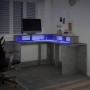 Escritorio con LED madera ingeniería gris hormigón 152x152x91cm en Oficina | Comprar online en Foru.es