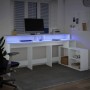 Escritorio con luz LED madera ingeniería blanco 200x104x91 cm en Oficina | Comprar online en Foru.es