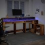 Escritorio con LED madera ingeniería envejecida 200x104x91 cm en Oficina | Comprar online en Foru.es