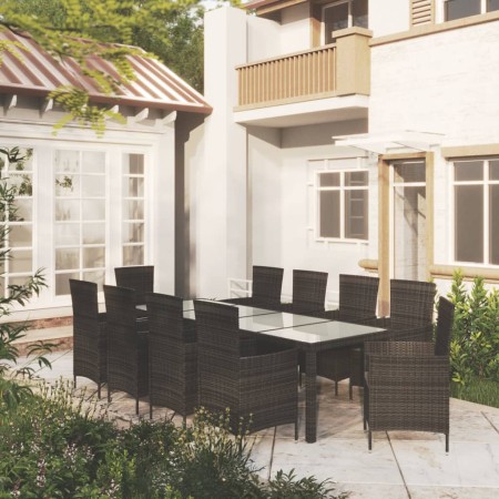 Set comedor de jardín 11 piezas y cojines ratán sintético negro en Conjuntos de jardín | Comprar online en Foru.es