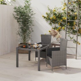 Set comedor de jardín 3 piezas con cojines ratán sintético gris en Conjuntos de jardín | Comprar online en Foru.es