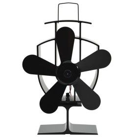 Ventilador de estufa accionado por calor 5 aspas negro de vidaXL, Ventiladores para chimeneas de leña - Ref: Foro24-51238, Pr...