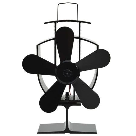 Ventilador de estufa accionado por calor 5 aspas negro de vidaXL, Ventiladores para chimeneas de leña - Ref: Foro24-51238, Pr...