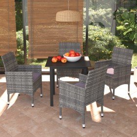 Juego muebles jardín 5 pzas con cojines ratán sintético gris en Conjuntos de jardín | Comprar online en Foru.es