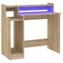 Escritorio con LED madera contrachapada roble sonoma 97x45x90cm en Oficina | Comprar online en Foru.es