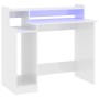Escritorio LED madera contrachapada blanco brillo 97x45x90 cm en Oficina | Comprar online en Foru.es