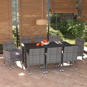 Set de muebles jardín 9 pzas con cojines ratán sintético gris en Conjuntos de jardín | Comprar online en Foru.es