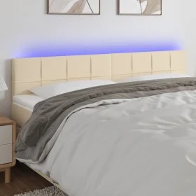 Cabecero con LED de tela color crema 160x5x78/88 cm de vidaXL, Cabeceros y pies de cama - Ref: Foro24-3121623, Precio: 64,95 ...