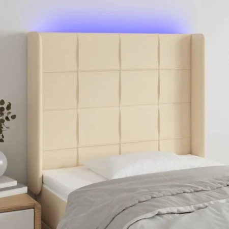 Cabecero con LED de tela color crema 83x16x118/128 cm de vidaXL, Cabeceros y pies de cama - Ref: Foro24-3124027, Precio: 81,0...