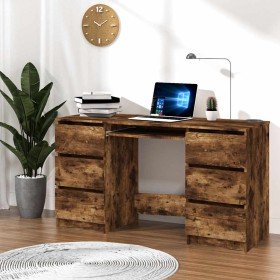 Escritorio madera contrachapada roble ahumado 140x50x77 cm en Oficina | Comprar online en Foru.es