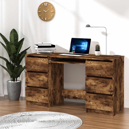 Escritorio madera contrachapada roble ahumado 140x50x77 cm en Oficina | Comprar online en Foru.es