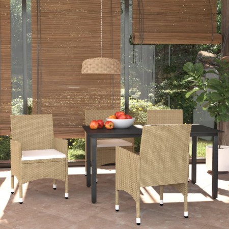 Juego muebles jardín 5 pzas con cojines ratán sintético beige en Conjuntos de jardín | Comprar online en Foru.es
