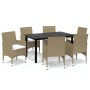 Set comedor de jardín 7 pzas con cojines ratán sintético beige en Conjuntos de jardín | Comprar online en Foru.es