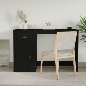 Escritorio con cajón madera contrachapada negro 115x50x75 cm en Oficina | Comprar online en Foru.es