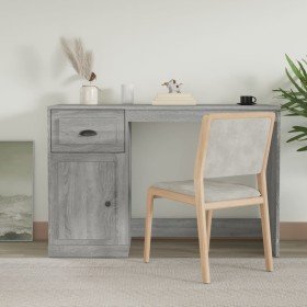Escritorio y cajón madera contrachapada gris Sonoma 115x50x75cm en Oficina | Comprar online en Foru.es