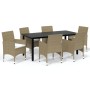 Set comedor de jardín 7 pzas con cojines ratán sintético beige en Conjuntos de jardín | Comprar online en Foru.es