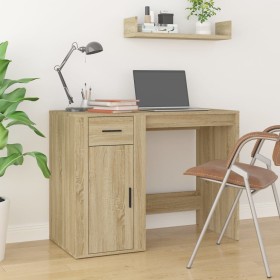Escritorio madera contrachapada color roble Sonoma 100x49x75 cm en Oficina | Comprar online en Foru.es