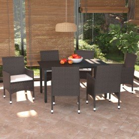 Set muebles de jardín con cojines 7 pzas ratán sintético marrón en Conjuntos de jardín | Comprar online en Foru.es