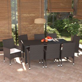 Set de muebles jardín 9 pzas con cojines ratán sintético marrón en Conjuntos de jardín | Comprar online en Foru.es