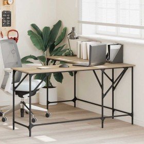 Escritorio madera de ingeniería roble Sonoma 149x149x75 cm en Oficina | Comprar online en Foru.es