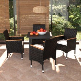 Juego muebles jardín 5 pzas con cojines ratán sintético negro en Conjuntos de jardín | Comprar online en Foru.es