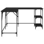 Escritorio madera de ingeniería negro 139x139x75 cm en Oficina | Comprar online en Foru.es