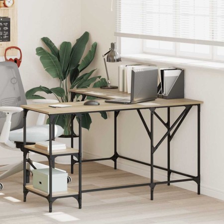 Escritorio madera de ingeniería roble Sonoma 139x139x75 cm en Oficina | Comprar online en Foru.es