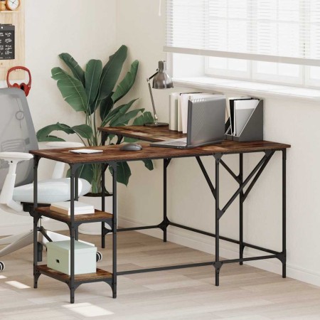 Escritorio madera de ingeniería roble ahumado 139x139x75 cm en Oficina | Comprar online en Foru.es