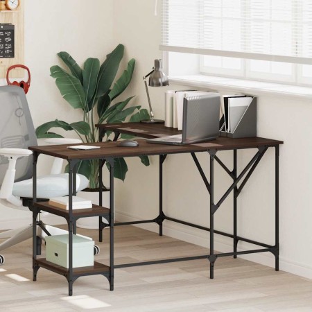 Escritorio madera de ingeniería roble marrón 139x139x75 cm en Oficina | Comprar online en Foru.es