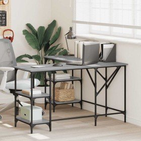 Escritorio madera de ingeniería gris Sonoma 139x139x75 cm en Oficina | Comprar online en Foru.es