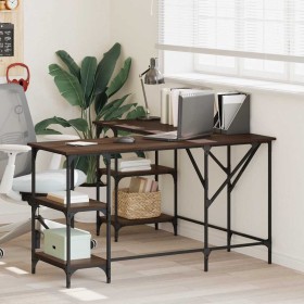 Escritorio madera de ingeniería roble marrón 139x139x75 cm en Oficina | Comprar online en Foru.es