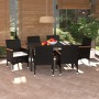Set de comedor de jardín 7 pzas y cojines ratán sintético negro en Conjuntos de jardín | Comprar online en Foru.es
