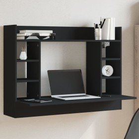 Escritorio de pared madera de ingeniería negro 105x48x75 cm en Oficina | Comprar online en Foru.es