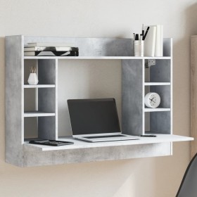 Escritorio de pared madera ingeniería gris hormigón 105x48x75cm en Oficina | Comprar online en Foru.es