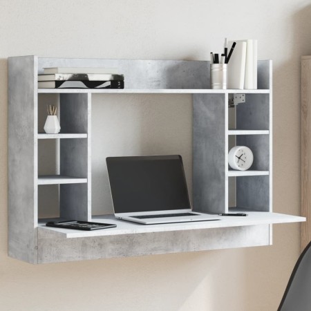 Escritorio de pared madera ingeniería gris hormigón 105x48x75cm en Oficina | Comprar online en Foru.es