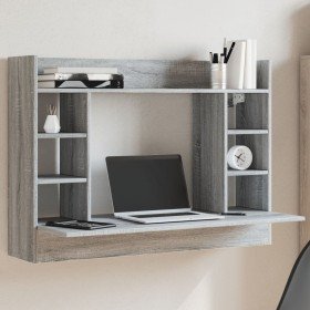 Escritorio de pared madera ingeniería gris Sonoma 105x48x75 cm en Oficina | Comprar online en Foru.es