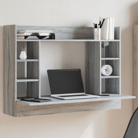 Escritorio de pared madera ingeniería gris Sonoma 105x48x75 cm en Oficina | Comprar online en Foru.es