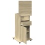 Atril con ruedas y cajón madera roble Sonoma 55x55x107 cm en Oficina | Comprar online en Foru.es
