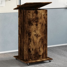 Atril con ruedas y cajón madera roble ahumado 55x55x107 cm en Oficina | Comprar online en Foru.es