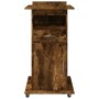Atril con ruedas y cajón madera roble ahumado 55x55x107 cm en Oficina | Comprar online en Foru.es