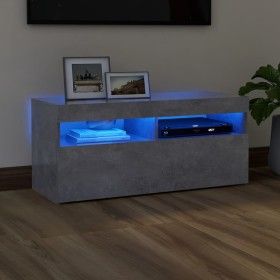 Mueble de TV con luces LED gris hormigón 90x35x40 cm de vidaXL, Muebles TV - Ref: Foro24-804386, Precio: 61,76 €, Descuento: %